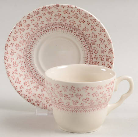 EIT6 Pink Flat Cup & Saucer Set by English Ironstone Tableware