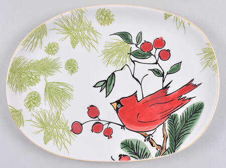 Evelyn Cardinal 12" Oval Serving Platter