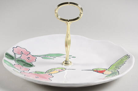Magical Hummingbird Round Serving Plate with Center Handle (Dp) Hc