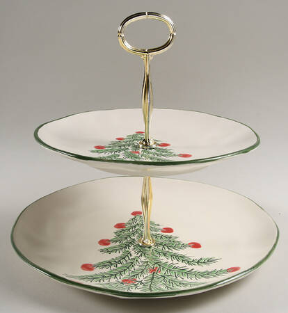 Erma Holiday Tree 6 5/8"-10"  2 Tiered Serving Tray (Dp, Sp) HC
