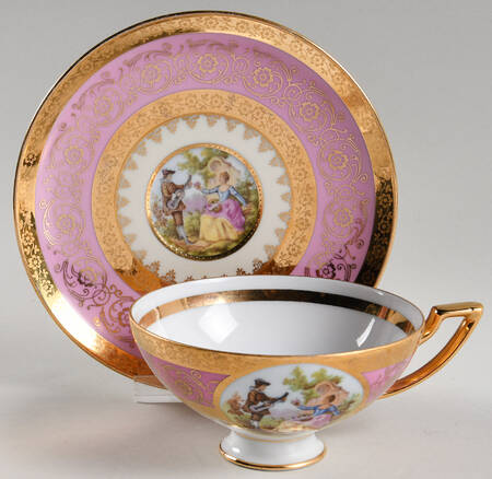 EWL4 Footed Cup & Saucer Set by Ernest Leitner Wiesau-Weltarbeit