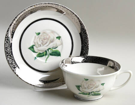 EMB107 Footed Cup & Saucer Set