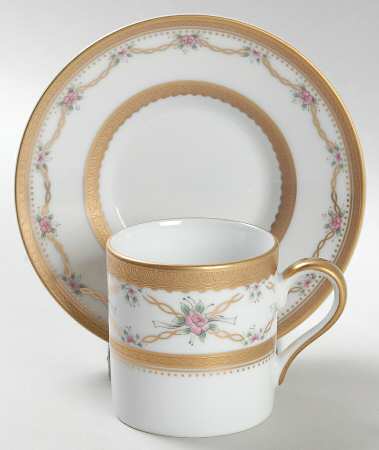 Rose Trellis Flat Demitasse Cup & Saucer Set