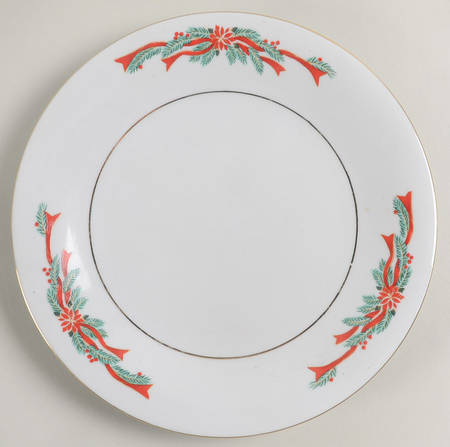 Poinsettia & Ribbon Salad Plate
