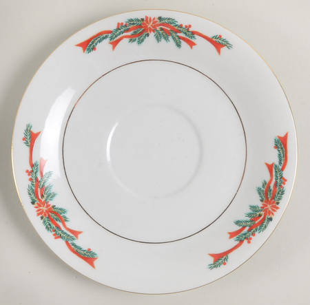 Poinsettia & Ribbon Saucer for Footed Cup