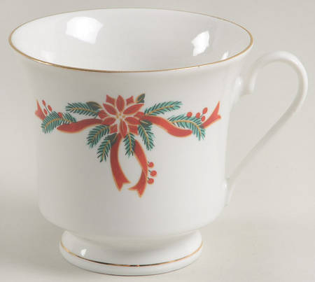 Poinsettia & Ribbon Footed Cup