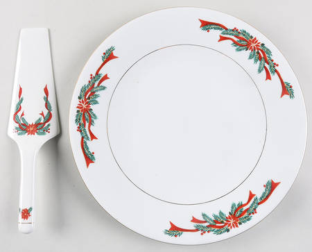 Poinsettia & Ribbon Cake Aka Dinner Plate & Server w/Box