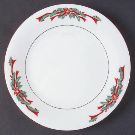 Poinsettia & Ribbon Salad Plate