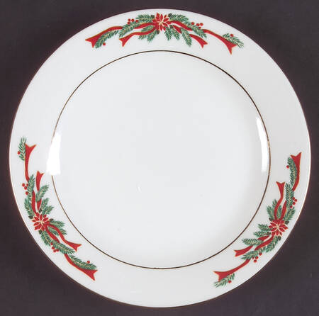 Poinsettia & Ribbon Salad Plate