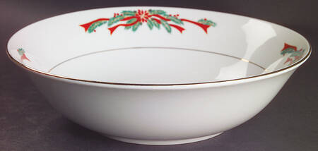 Poinsettia & Ribbon 9" Round Vegetable Bowl
