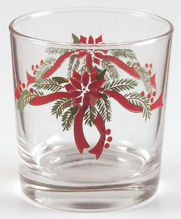 Poinsettia & Ribbon 8 Oz Glassware Old Fashioned by Fairfield