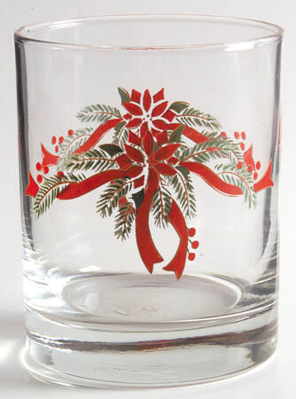 Poinsettia & Ribbon 10 Oz Glassware Old Fashioned