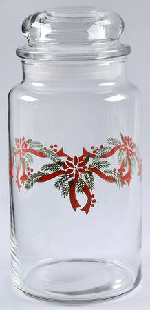 Poinsettia & Ribbon 7" Glassware Storage Jar & Lid