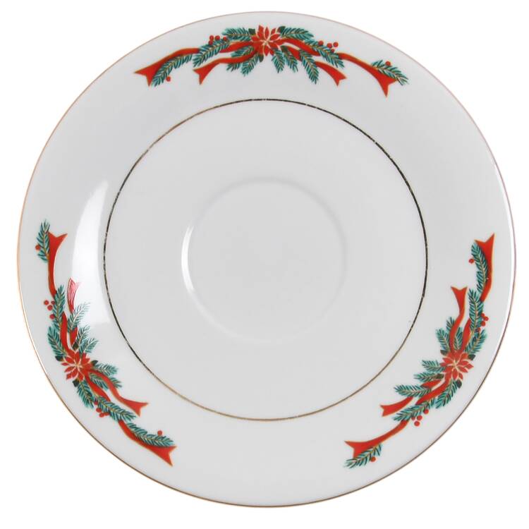 Poinsettia & Ribbon Saucer for Footed Cup