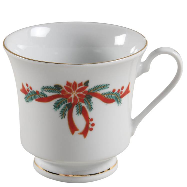 Poinsettia & Ribbon Footed Cup