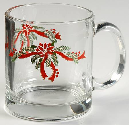 Poinsettia & Ribbon Glassware Mug