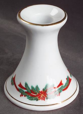 Poinsettia & Ribbon 3" Candlestick