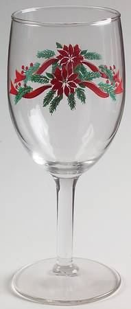 Poinsettia & Ribbon 12 Oz Glassware Goblet