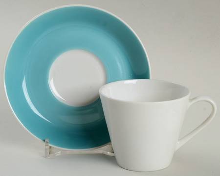 Fairwood Turquoise Flat Demitasse Cup & Saucer Set