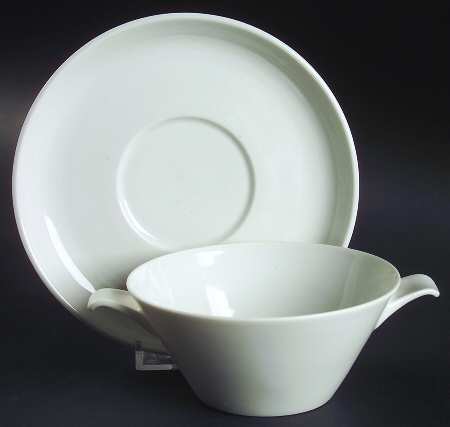 Fairwood White Flat Cream Soup Bowl & Saucer Set