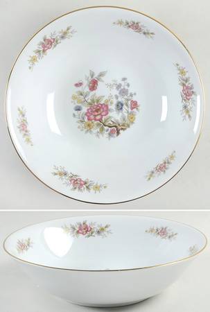 Wood Flower 9" Round Vegetable Bowl