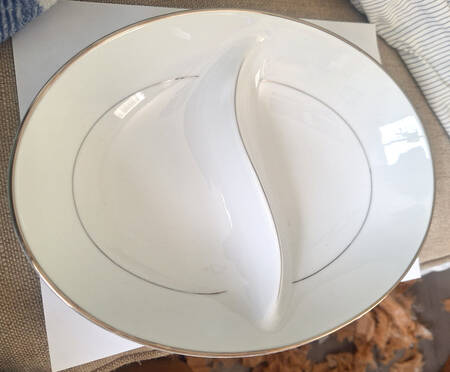 Eternally Yours 10" Oval Divided Vegetable Bowl