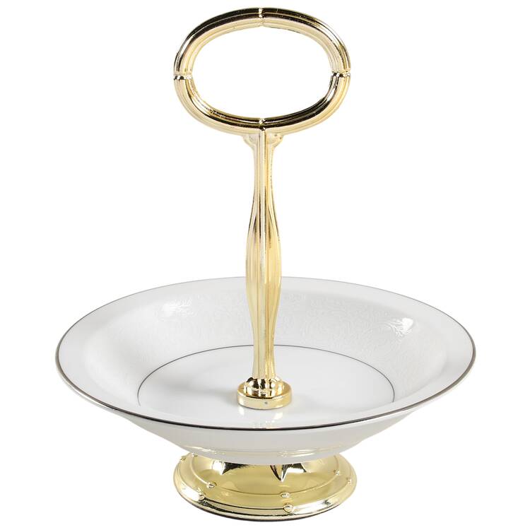 Fascination 6"-7" Handled Footed Nut Dish HC by Fashion Royale