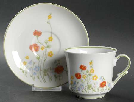 English Flowers Flat Cup & Saucer Set