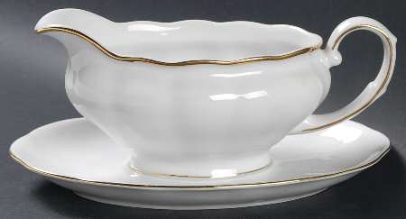 Golden Wedding Gravy Boat with Attached Underplate