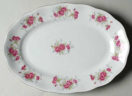 Rosebud Red 13" Oval Serving Platter