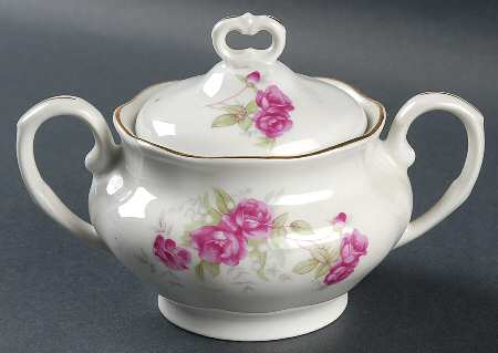Rosebud Red Sugar Bowl & Lid