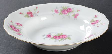 Rosebud Red Rim Soup Bowl