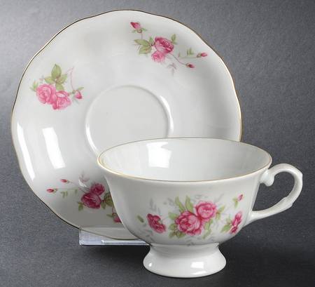 Rosebud Red Footed Cup & Saucer Set