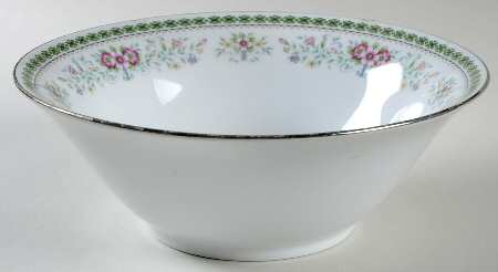 Bouquet (Platinum Trim) 9" Round Vegetable Bowl