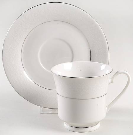 White Lace Footed Cup & Saucer Set