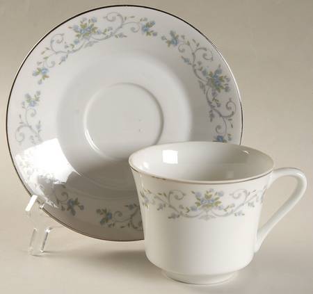 Blue Rose Flat Cup & Saucer Set