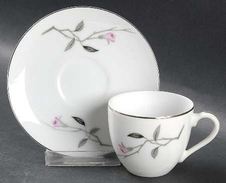 Cherry Blossom Flat Demitasse Cup & Saucer Set