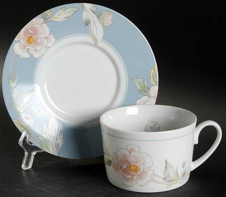 Cherish Blue Flat Cup & Saucer Set
