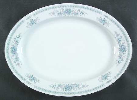 Christine (Blue Flowers) 14" Oval Serving Platter