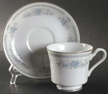 Christine (Blue Flowers) Footed Cup & Saucer Set