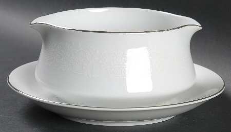 Elegant Lace Gravy Boat with Attached Underplate