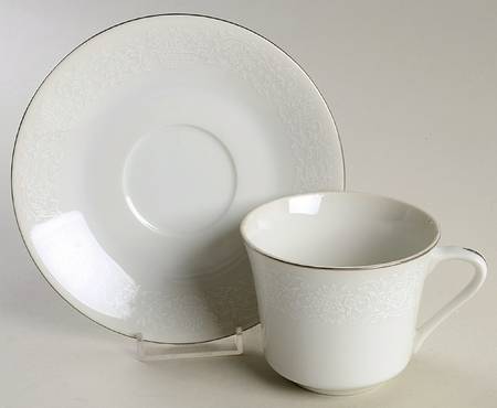 Elegant Lace Flat Cup & Saucer Set by Fine China of Japan