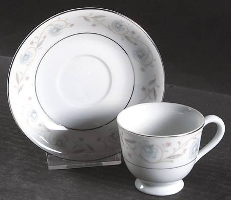 English Garden (Platinum) Footed Demitasse Cup & Saucer Set