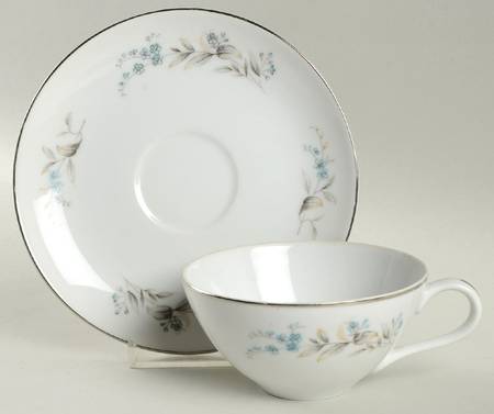 Forget Me Not Flat Cup & Saucer Set by Fine China of Japan