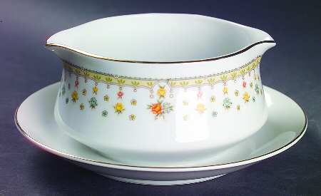 Garden Bouquet Gravy Boat with Attached Underplate