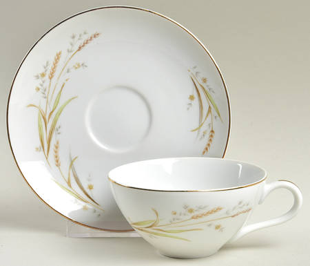 Golden Harvest Flat Cup & Saucer Set by Fine China of Japan