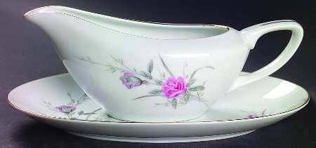 Golden Rose (Pink Roses, Msi) Gravy Boat & Underplate/Relish