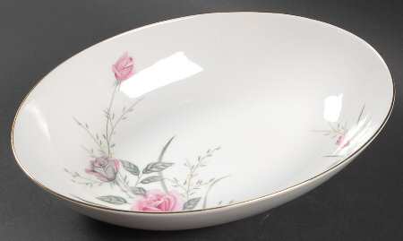 Golden Rose (Pink Roses, Msi) 10" Oval Vegetable Bowl by Fine China of Japan