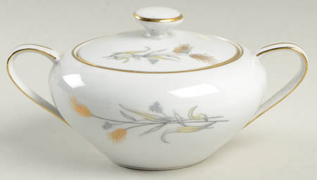 Gold Wheat Sugar Bowl & Lid