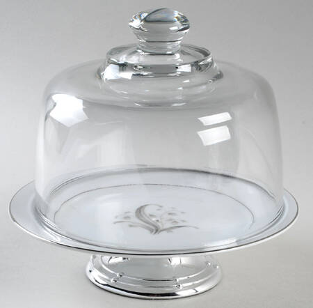 Lily of The Valley 6 1/2"-7 1/2" Footed Cheese Plate w/ Glass Dome HC